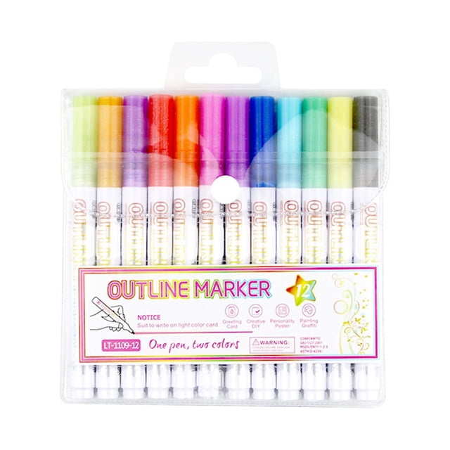 12 Colors Metallic Marker Pens, Glitter Art Paint Marker Metallic Painting Pens for Card Making, Photo Album Drawing, Signature Lettering, Writing