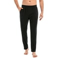 thumbnail image 1 of FANNYC Men's Sleep Pants Lounge Pajama Bottoms Soft Quick Dry Sleepwear Elastic Solid Color Sleepwear Nightgown Pajamas Pants Trousers With Pockets -Up Size To 3XL Black/Grey, 1 of 7