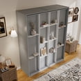 thumbnail image 6 of Mintazer Queen Size Murphy Bed with Rotating Door Shelves, Convertible Wall Platform Bed with Bookcase for Home Bedroom Living Room, Gray, 6 of 21