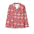 thumbnail image 5 of Wyongtao Pajama Set for Women Long Sleeve Button Up Shirt and Pajama Pants Soft Hearts Plaid Print Pjs Lounge Sets,Red XXL, 5 of 5