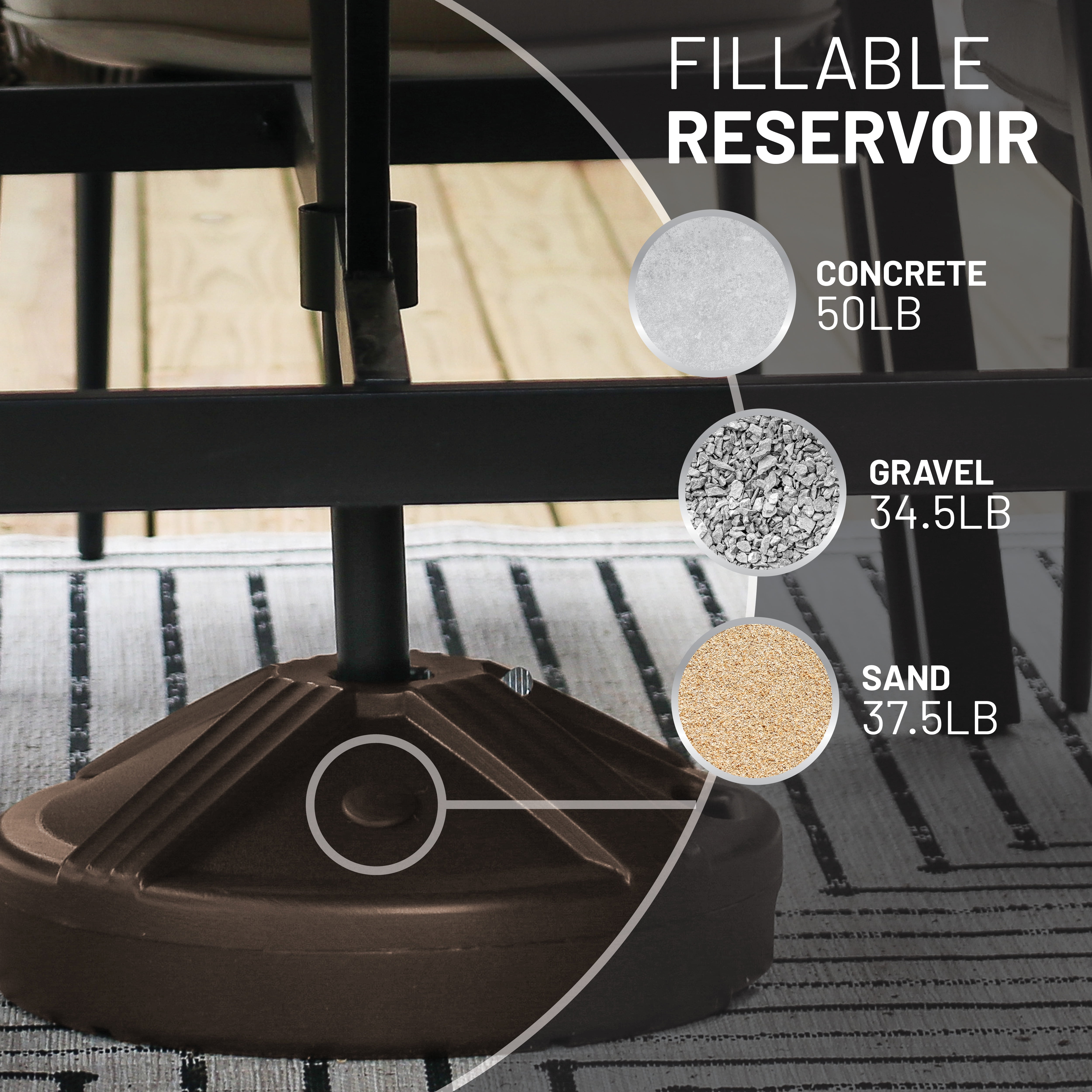 US Weight Fillable Umbrella Base Designed to be Used With a Patio Table (Bronze)
