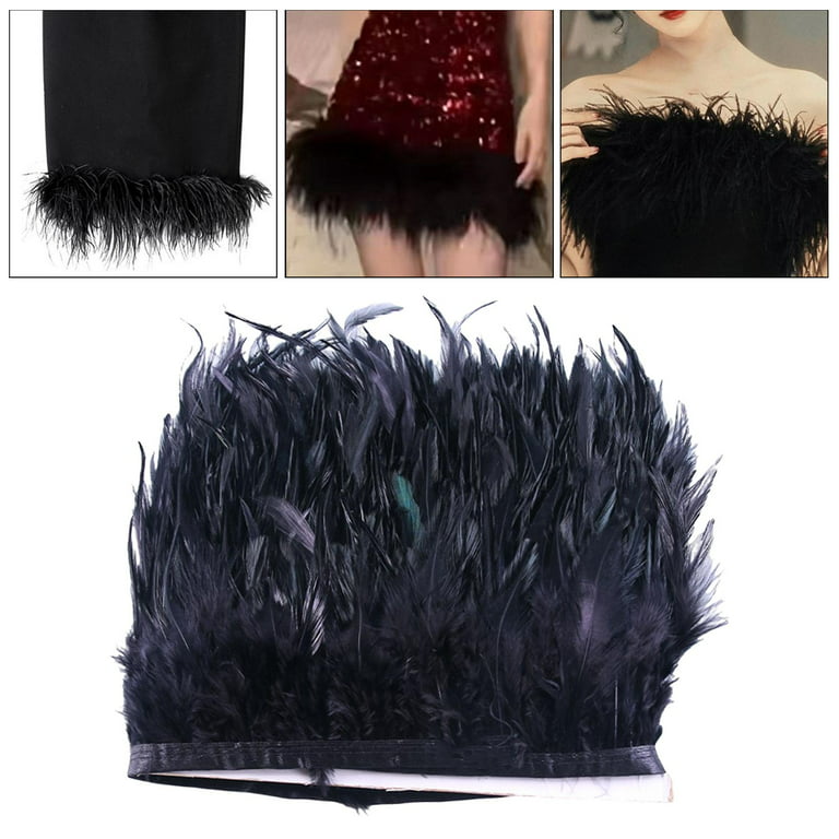 Ostrich Feathers Trim Fringe For Party Wedding Dress Sewing Crafts 2 Yards,  Feather Cloth Edge Feathers Trim Fringe For Diy Dress Sewing Crafts Costum