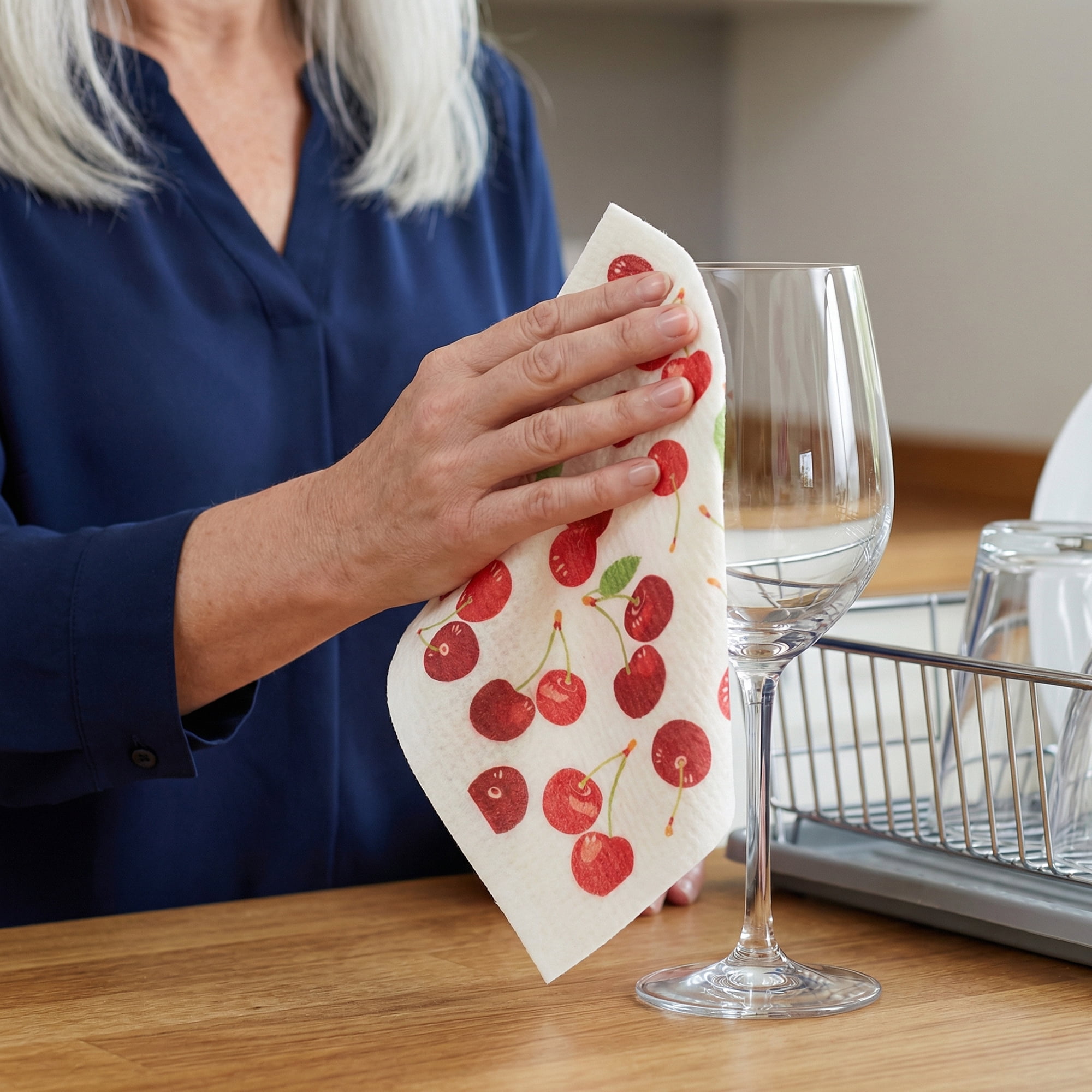 Unique Bargains Reusable Swedish Kitchen Dish Cloths 6 Pack Cherry 8" x 7"