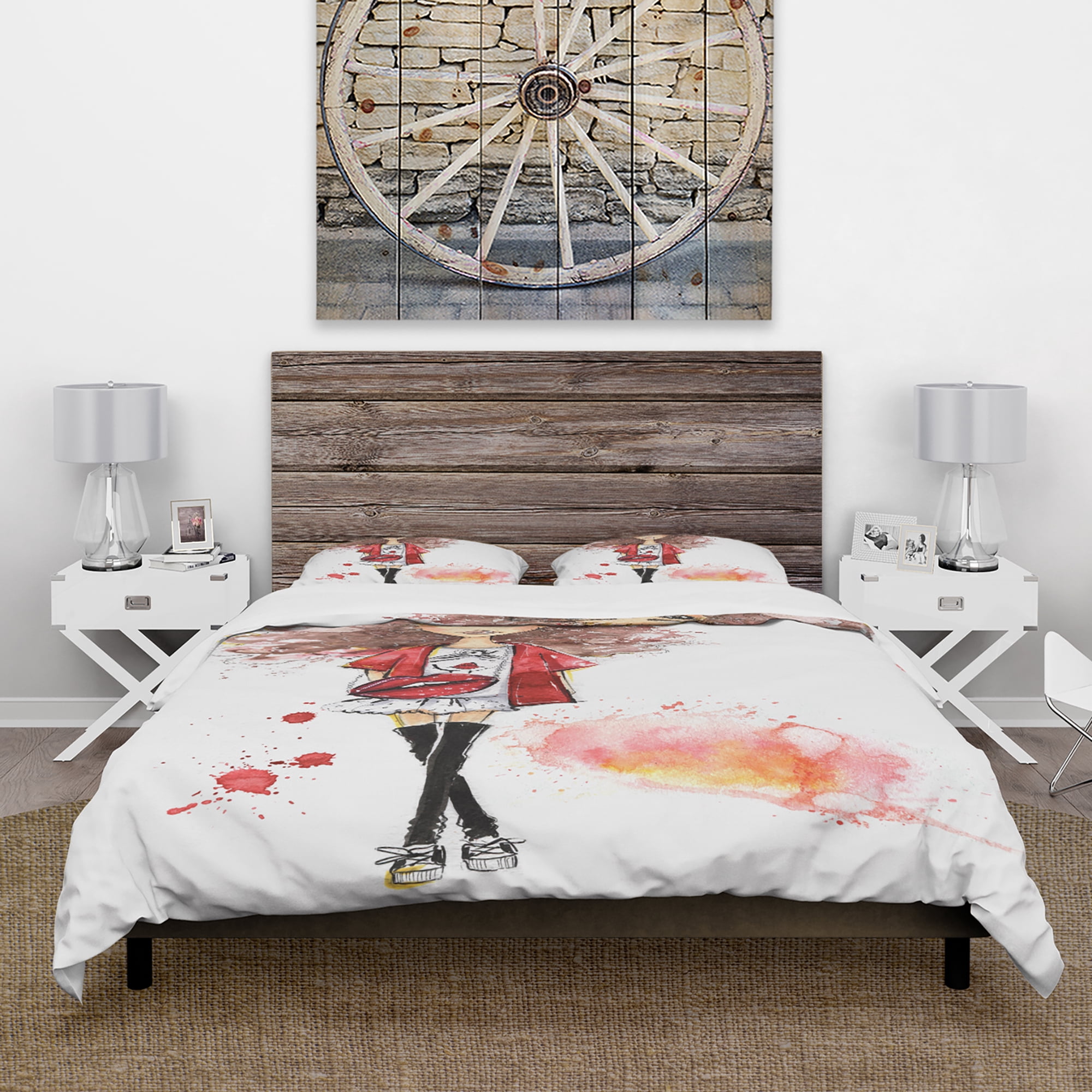 Designart 'Fashionable teenage girl' Glamour Duvet Cover Set