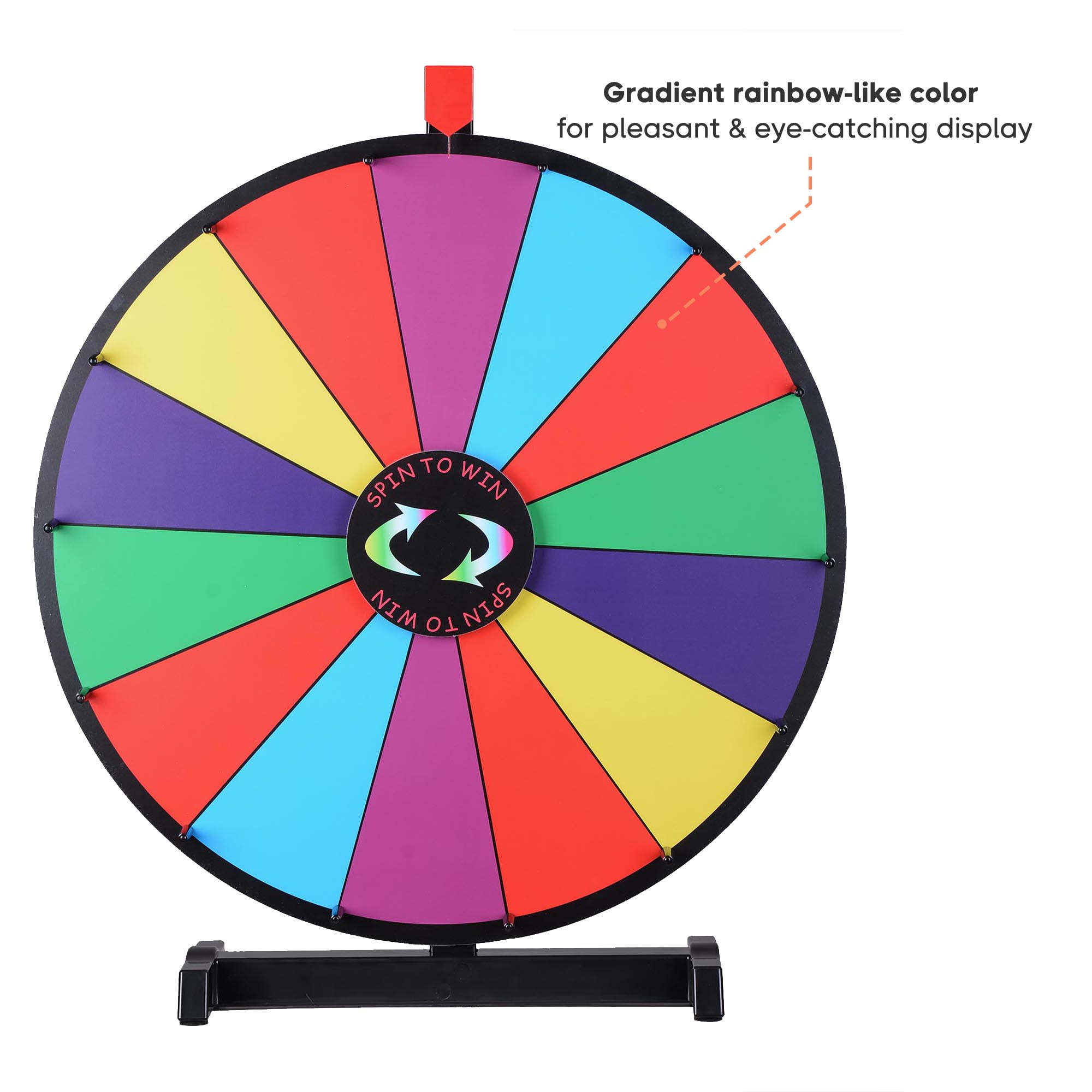 24 inch Dual Use Spinning Prize Wheel 14 Slots Color Tabletop and Floor Roulette Wheel of Fortune, Spin The Wheel with Dry Erase Marker and Eraser