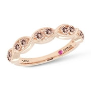 GEMVIO Collection 1/2 Carat CT 2.5MM Round Morganite Semi-Eternity Infinity Band in 10K Rose Gold Ring 0.50 Cttw Size-5