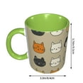 thumbnail image 3 of Cute Cats Coffee Mug Fun Custom Ceramic Mugs 11oz Green, 3 of 5