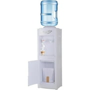 Hot & Cold Top Loading Water Dispenser, 5 Gallon Water Cooler Dispenser with Child Safety Lock, Removable Drip Tray and Storage Cabinet, Ideal for Home Office Use, White