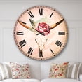thumbnail image 2 of Designart 'Bull Skull and Flower' Bohemian wall clock, 2 of 4