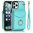 thumbnail image 1 of Elegante funda multifuncional tipo cartera para iPhone 11 Pro con correas, ranura para tarjetas, soporte para anillo, protección para cámara, material de PU, a prueba de golpes y antirrobo., 1 of 5
