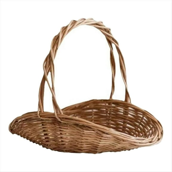 Rollbacks & More Rattan Wicker Woven Basket with Handle, Portable Garden Harvest Basket, Multipurpose Storage Baskets