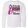thumbnail image 3 of Inktastic Breast Cancer Awareness Nobody Fights Alone Pink Ribbon Long Sleeve Youth T-Shirt, 3 of 5