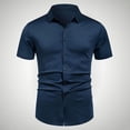 thumbnail image 1 of pstuiky camisetas de hombre, Camisa informal de negocios de color liso con solapa y botones de manga corta para hombre camisas casuales para hombre m, 1 of 6