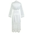 thumbnail image 6 of Fancifize Women's Long Satin Robe Silk Kimonos Bathrobe Long Sleeve Sleepwear Nightgown Sexy Mesh Full Length Robes, 6 of 8