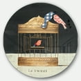 thumbnail image 1 of Designart 'Tweet Gold Birdcage Collage' Farmhouse Metal Circle Wall Art, 1 of 3