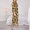 thumbnail image 3 of Disketp coffee Stamps Pajamas Set Long Sleeve Sleepwear Womens Button Down Nightwear Pj Sets-{designName}-Small, 3 of 7