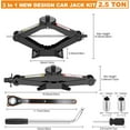 thumbnail image 2 of Upgrade 3 in 1 Car Jack Kit for Tesla Model Y/3/S/X, Coupe,Sedan,SUV,MPV&Truck,Scissor Jack 2.5 Ton/5512lbs Universal Car Emergency Kit with Lug Wrench Spare Tire Repair Tools, 2 of 7
