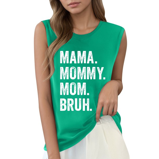 Camiseta sin mangas con estampado de letras para mujer: camiseta informal de verano con diseño moderno, versátil con vaqueros, fácil de cuidar