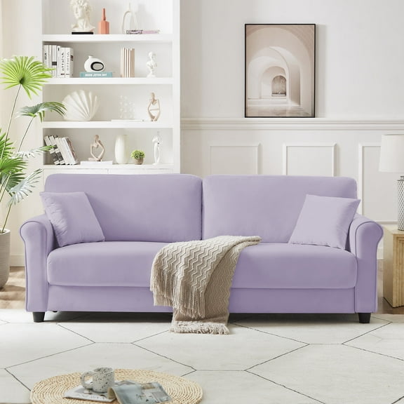 FREEHOMAE 83" Sofa Couch,Small Modern Loveseat,Love Seat with 2 Seater,Velvet Loveseat Sofa,Small Couch for Living Room,Bedroom,Office(Purple)