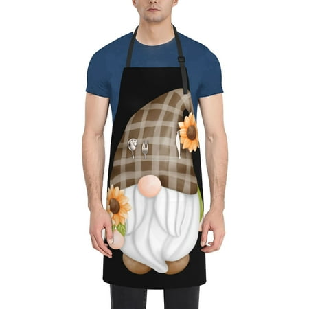 

Rateoe Sunflower Gnomes 4 Aprons with Pocket Men Womens Aprons Waterproof Adjustable Cooking Aprons for Kitchen Gardening and Salon