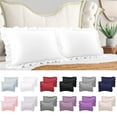thumbnail image 7 of PiccoCasa Satin Pillowcase Ruffled Pillow Shams Set of 2, Standard White, 7 of 7