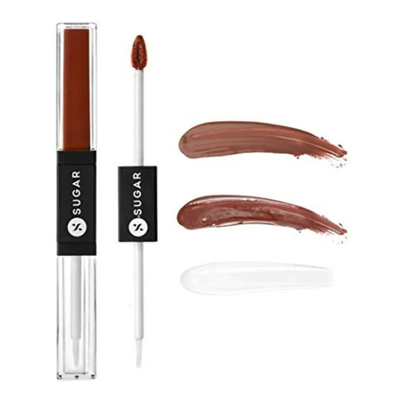 SUGAR Cosmetics - Smudge Me Not - Lip Duo - 12 Don Fawn (Yellow Brown) - 3.5 ml - 2-in-1 Duo Liquid Lipstick with Matte Finish and Moisturizing Gloss