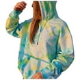 thumbnail image 2 of ICHUANYI Womens Trendy Tie-dye Hooded Drawstring Oversized Colorful Hoodies Pullover Sweatshirts Casual Loose Long Sleeve Tops Shirts with Pocket, 2 of 5