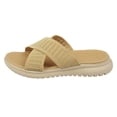 thumbnail image 6 of Rokment Womens Orthopedic Memory Foam Beach Slip on Sandals Summer Fashion Comfortable Mesh Crooss Band Platform Wedge Low Heel Walking Slides Casual Flat Slippers Beige Size 6, 6 of 8