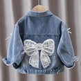 thumbnail image 4 of ATOGUTA Girls Jean Jacket Bow Denim Jacket Long Sleeve Button Down Spring Fall Outerwear Size 1T-12, Blue, 4 of 6