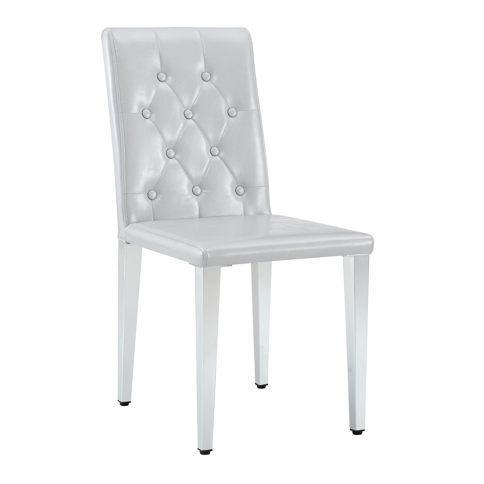 Sailvan PU Dining Chairs, 35 Inch Ergonomic Buckle Backrest with Silver Metal Legs