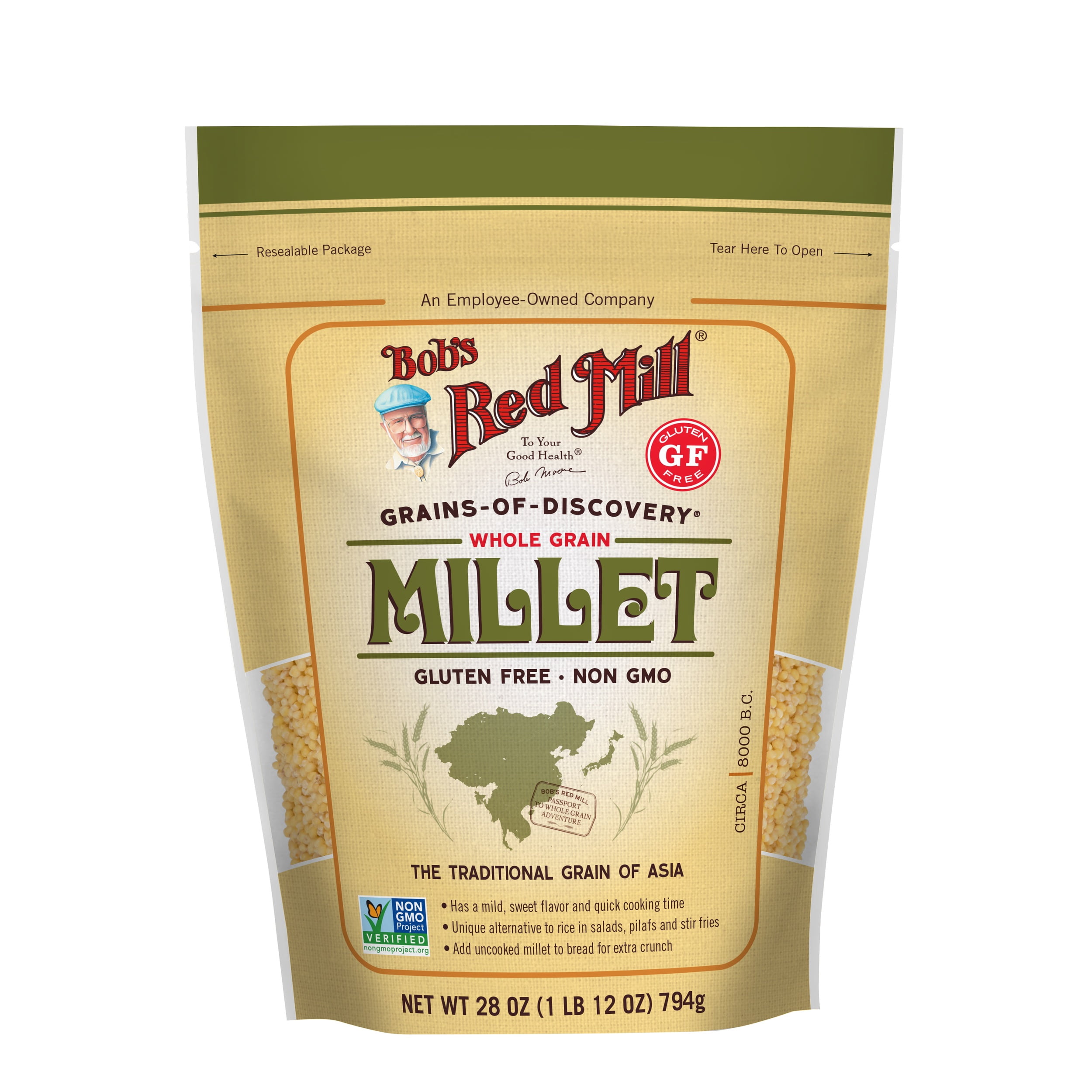 (2 pack) Bob's Red Mill Gluten-Free Whole Grain Millet 28 oz