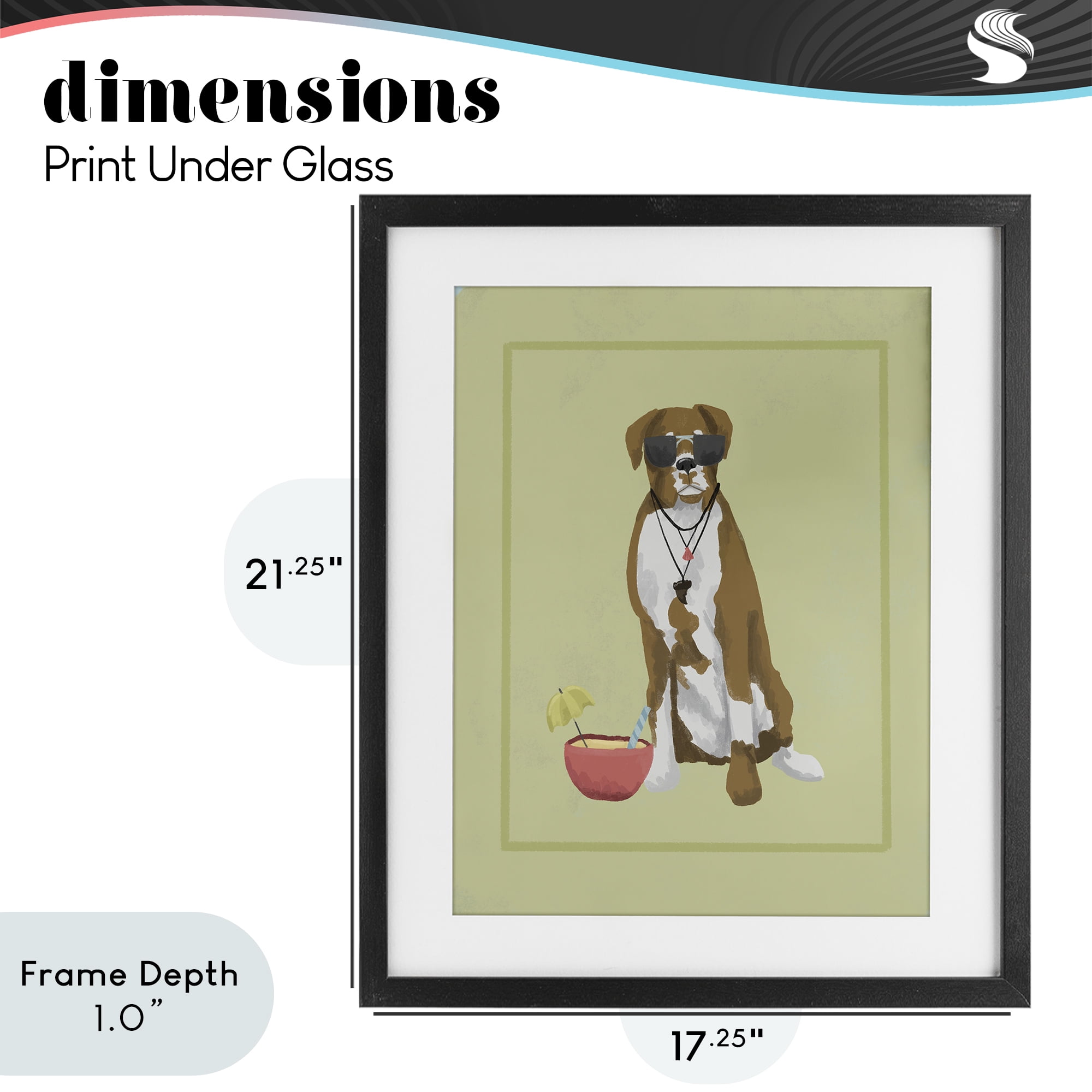 Stupell Industries Boxer Beach Day Black Framed Print Under Glass, design by Sadie Harper