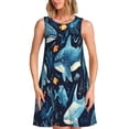 thumbnail image 1 of Fotbe Playful Whales Underwater Scene Vestido de Verano sin Mangas para Mujer – Vestido Midi Línea A, Estilo Camiseta Floral, Vestido Playero Casual y Fluido, 1 of 7