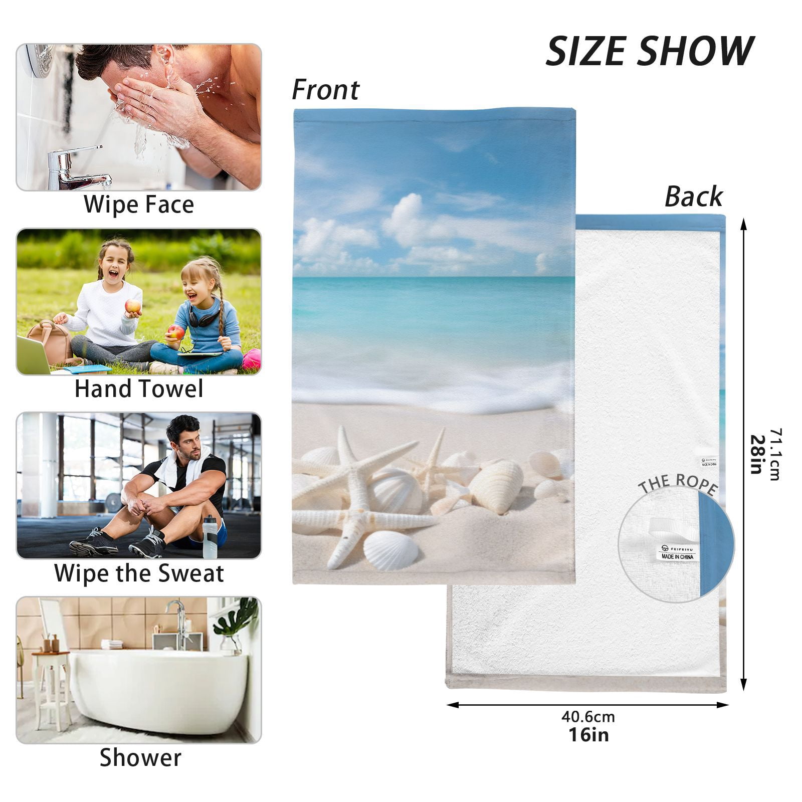 goojoo Beach Shells Sea Hand Towel