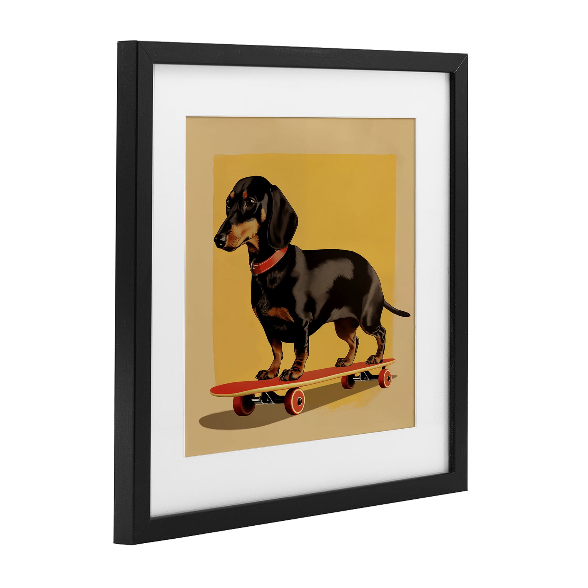 Stupell Industries Dachshund on Red Skateboard Black Framed Print Under Glass, design by Andreas Magnusson