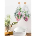 thumbnail image 2 of Spring Pink Roses Kitchen Dish Towels for Drying Dishes Set of 2, Pastoral Eucalyptus Leaves Gray Wooden Waffle Weave Microfiber Hand Tea Bathroom Towels Quick Dry & Absorbent Towel 12x12, 2 of 7