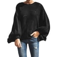 thumbnail image 6 of Sweaters for Women Long Sleeved Round Neck Knitted Pullover Sweater Womens Sweaters Plus Size Black XXXL, 6 of 6