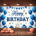 thumbnail image 6 of Blue Gold Happy Birthday Banner Star Pattern Party Backdrop Balloon Design Cake Celebration Background for Birthday Party Indoor Party Photo Shoot, 6 of 9