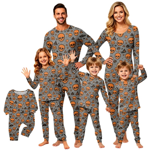 2026 Matching Family Halloween Pajamas Set, Fall Sleepwear, Ghost & Pumpkin Printed Holiday Sleepwear, Soft Loungewear PJs Outfit