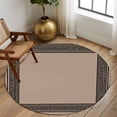 thumbnail image 3 of Black Brown Greek Key Large Area Rugs for Bedroom Living Room, Soft Non Slip Carpet Bedside Rug, Geometric Greece Ancient Farmhouse Geo Round Floor Cover Kitchen Accent Rug 6' for Dining Room/Office, 3 of 9