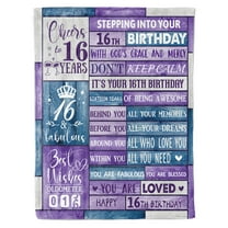 HiiKaa 16th Birthday Gifts for Girls,Sweet 16 Gifts for Girls,16 Year Old 60"X50" Blanket for Birthday,Gifts for 16 Year Old Girl,16th Birthday Gift Ideas,Sweet Sixteen Birthday Decorations,Purple