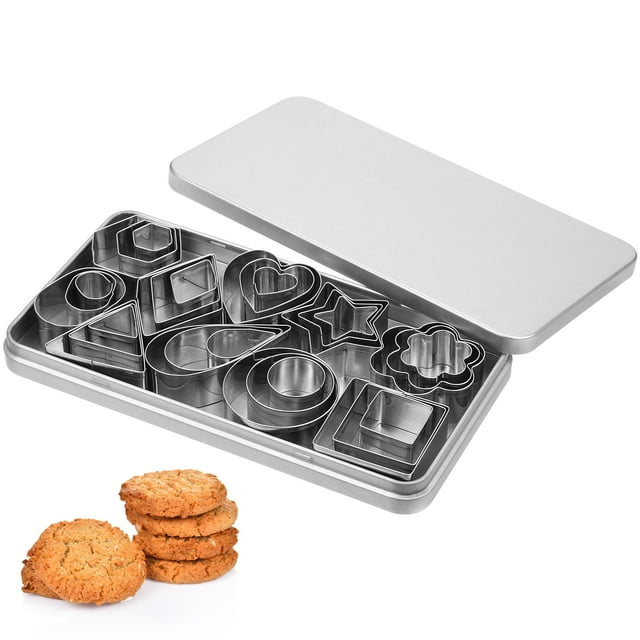 1 Juego de cortadores de galletas, moldes para hornear de acero inoxidable, sellos rectangulares de flores y estrellas para cumpleaños y bodas