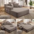 thumbnail image 2 of Anpport 60.2" Plush Corduroy Chaise Lounge, Frameless Convertible Sleeper Sofa Bed with Storage Pockets, 3 Soft Pillows, No Assembly, Coffee, 2 of 6
