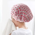 thumbnail image 2 of Bonnet de Douche Réutilisable Imperméable à Pois Roses pour Femmes, Bonnet de Bain pour Cheveux Longs, Accessoires de Douche de Spa Élastiques et Flexibles, Petits Cadeaux pour Bas de Noël, 2 of 8