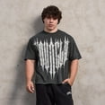 thumbnail image 2 of YOUNGLA Men's T Shirts Oversized Short Sleeves Unisex Loose Solid Streetwear Tee Crew Neck Cotton Tops, 2 of 6