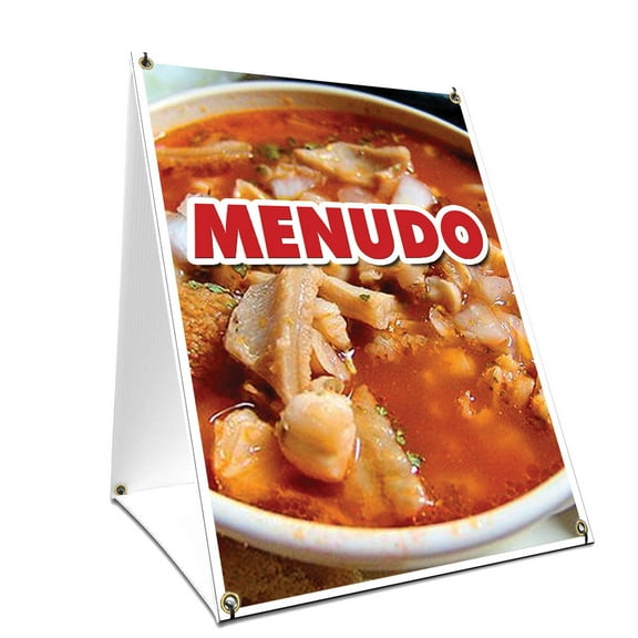 A-frame Sidewalk Menudo Sign With Graphics On Each Side | 18" X 24" Print Size