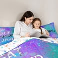 thumbnail image 5 of Castle Fairy Eat Sleep Basketball 3 Pieces Queen Comforter Set for Children Teens Adults,Graffiti Splash Ultra Soft Bedding Sets,Gradient Blue Purple Green Bedding Comforter Set Breathable, 5 of 8