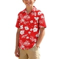 thumbnail image 5 of Xdegoge Boys Hawaiian Floral Printed Shirts Tropical Button Up Short Sleeve Tops Casual Holiday Beach Summer Tees, 5 of 8