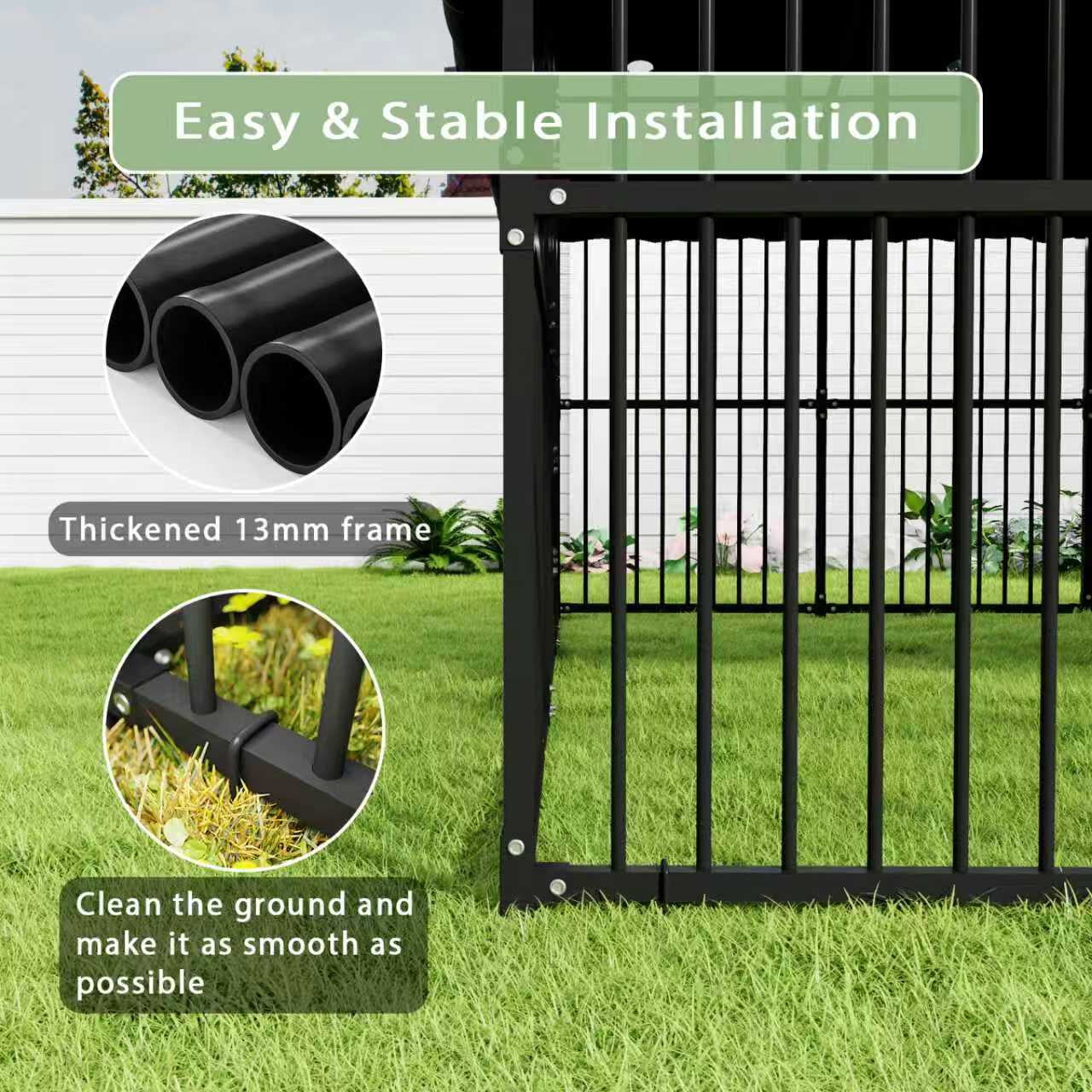 Wallowsun 10x20x6 FT Large Outdoor Dog Kennel, Heavy-Duty Metal Dog Cage with Swivel Door and Full-Cover Waterproof Oxford Cloth Enclosure, Weatherproof Shelter for Medium & Large Dogs