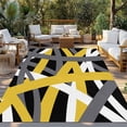 thumbnail image 2 of Yellow Black Geometric Outdoor Rug for Patio/Deck/Porch, Non-Slip Large Area Rug 4 x 6 Ft, Modern Art Abstract Grey Line Indoor Outdoor Rugs Washable Area Rugs, Reversible Camping Rug Carpet Runner, 2 of 8